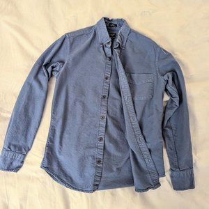 J. Crew Mens Garment Dyed Blue Oxford OCBD